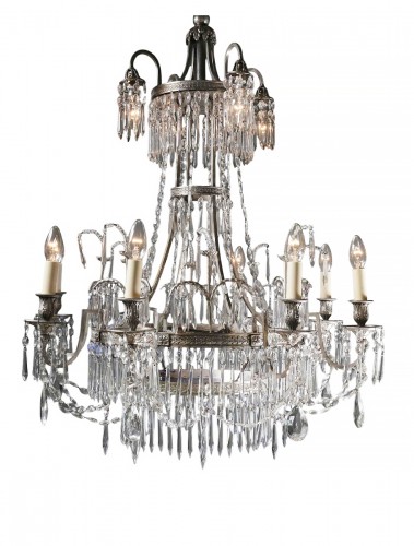 Russian Chandelier In Silvered Bronze, Early 19th Century