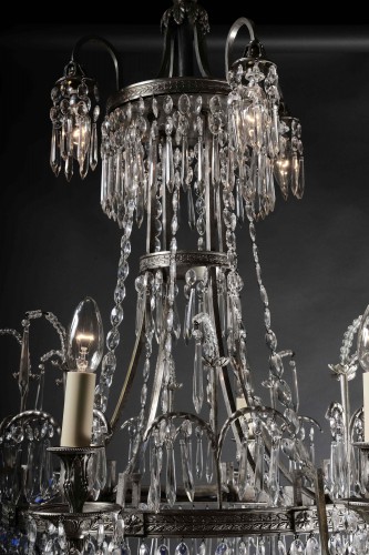 Antiquités - Russian Chandelier In Silvered Bronze, Early 19th Century