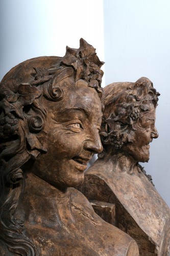 XIXe siècle - Dionysos et Ariadne, Bustes en Terrecuitte, Italie 1800