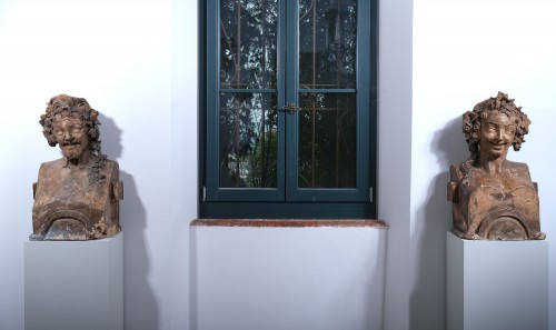 Dionysos et Ariadne, Bustes en Terrecuitte, Italie 1800 - Directoire