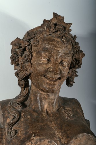 Antiquités - Dionysos et Ariadne, Bustes en Terrecuitte, Italie 1800