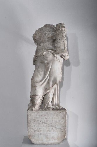 Statue de Sainte Barbe en marbre blanc, Italie, daté 1539 - Sculpture Style Renaissance