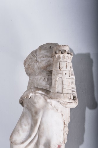 Sculpture Sculpture en Marbre - Statue de Sainte Barbe en marbre blanc, Italie, daté 1539