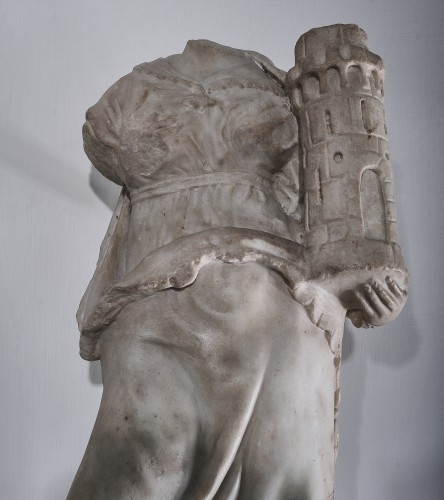 Renaissance - Statue de Sainte Barbe en marbre blanc, Italie, daté 1539