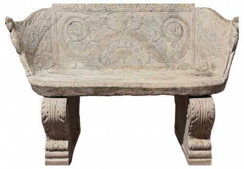 Important Carrara marble bench, Italy 1800