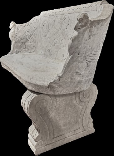 Important Carrara marble bench, Italy 1800 - Architectural & Garden Style Empire