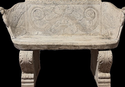 19th century - Important Carrara marble bench, Italy 1800