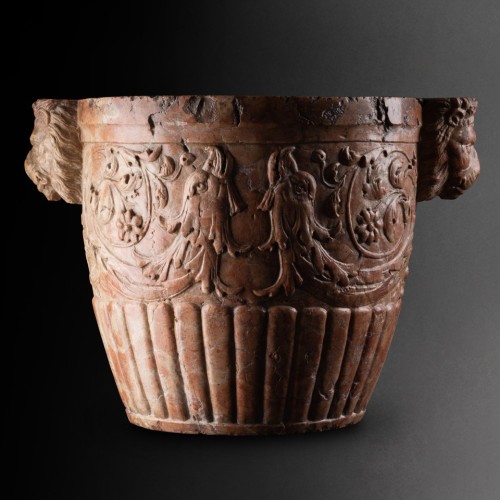 Antiquités - An Important Mortar In Rosso Di Verona Marble, Florence Early 17th Century