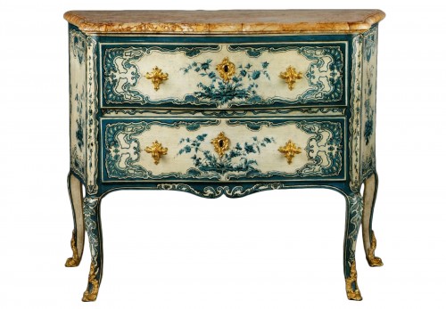 A blue and white painted piedmontese commode, ca. 1750