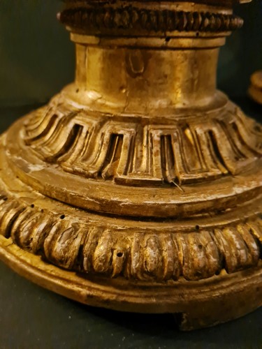 Paire des Vases en bois sculpté et doré avec des cachepots en Tôle Peint, Rome 1780 - Louis XVI