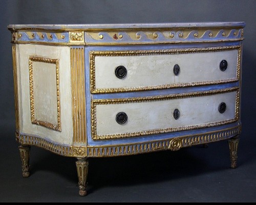 Commode piémontaise peinte et dorée, Turin circa 1780 - Mobilier Style Transition