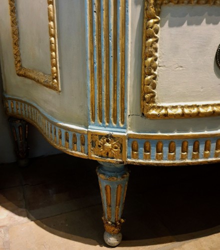 XVIIIe siècle - Commode piémontaise peinte et dorée, Turin circa 1780