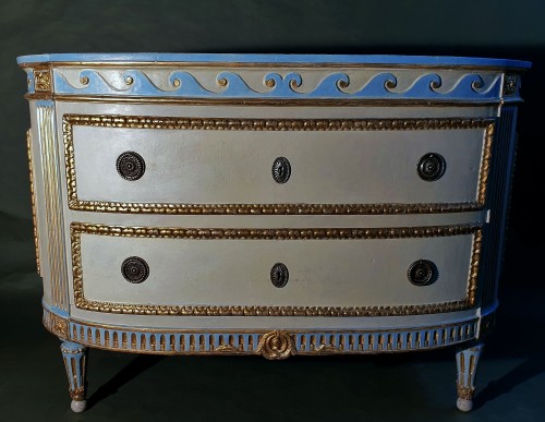 Commode piémontaise peinte et dorée, Turin circa 1780 - Transition