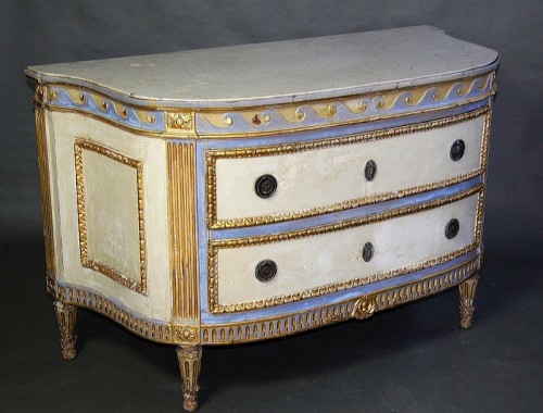 Transition - Commode piémontaise peinte et dorée, Turin circa 1780