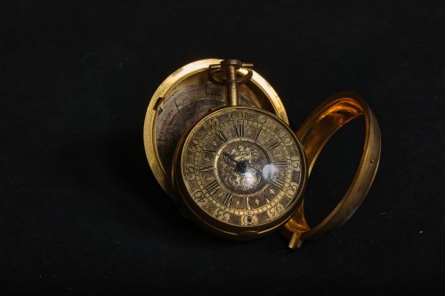 17th century - Large Giltedd Pocket Watch, Thomas West 913, London Circa 1700