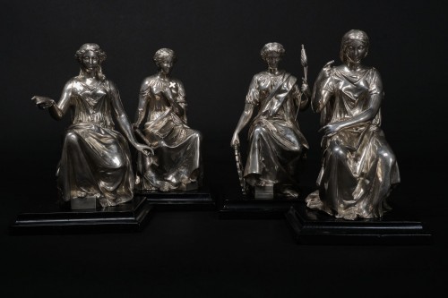 Four silver statues by William Gough, Birmingham ca. 1870 - Antique Silver Style Louis-Philippe