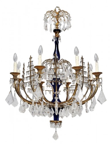 Important lustre en cristal de roche et bronze, Russie vers 1820