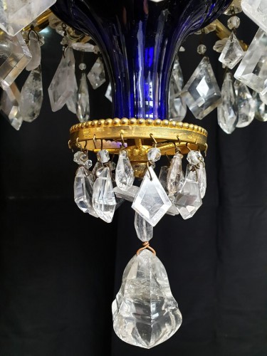 Important lustre en cristal de roche et bronze, Russie vers 1820 - Luminaires Style Restauration - Charles X