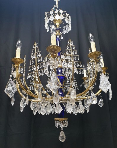Important lustre en cristal de roche et bronze, Russie vers 1820 - Restauration - Charles X
