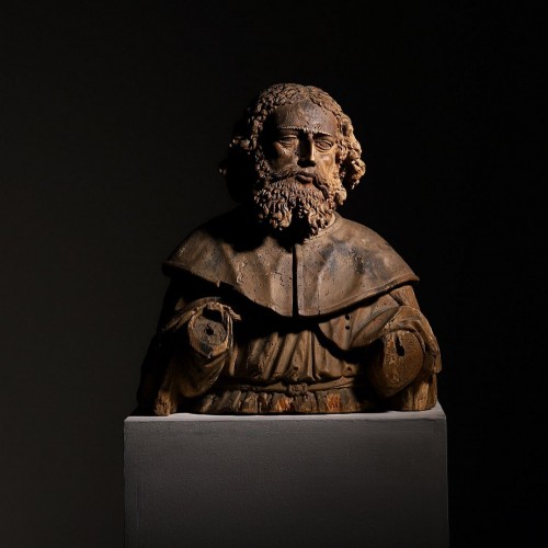 Important buste d'un saint prêcheur, Franz Schwanthaler, 1683-1762 - Sculpture Style Régence