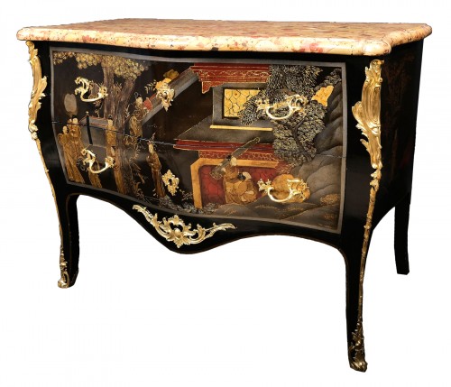 Louis XV style Commode In Coromandel Lacquer - 2nd Part Of The XIXth Century