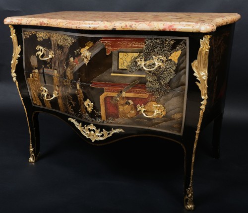 Louis XV style Commode In Coromandel Lacquer - 2nd Part Of The XIXth Century - Furniture Style Napoléon III