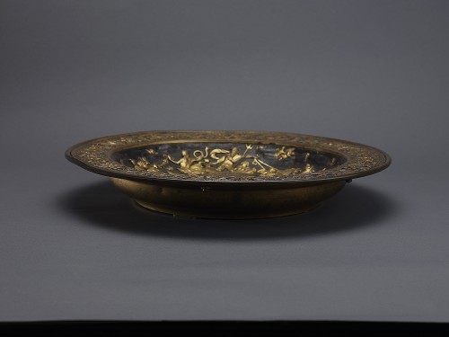 19th century - Large Brass Relief Plate, Piedmont Circa 1850