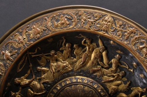 Antiquités - Large Brass Relief Plate, Piedmont Circa 1850