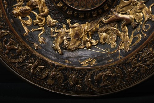 Antiquités - Large Brass Relief Plate, Piedmont Circa 1850