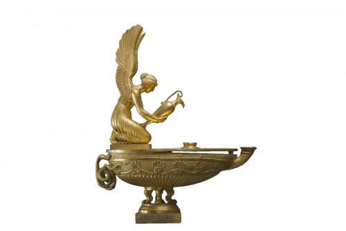 Inkwell, Large Oil Lamp &quot;Psyche à l&#039;aiguières&quot; after Percier et Fontaine, Paris 1810 