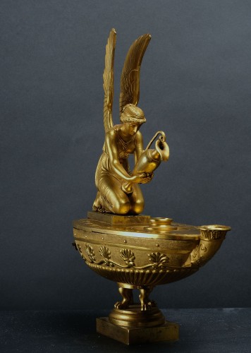Encrier, grande lampe à huile "Psyché à l'aiguières" d'après Percier et Fontaine, Paris 1810 - Empire