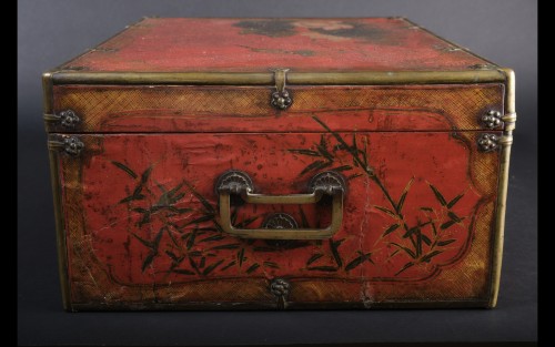 Red parchment painted Chinese cassette, China 18th century - 