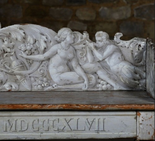 Antiquités - Pair of benches from Villa Suvera with coat of arms of the Lucchesi Palli
