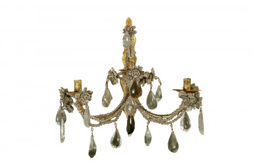 Paire d'appliques en cristal de roche et améthyste, Italie, 19e