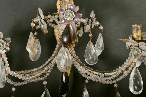 Important Pair Of Rock Crystal And Amethyst Sconces, Italy, 19th  - 