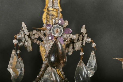XIXe siècle - Paire d'appliques en cristal de roche et améthyste, Italie, 19e