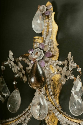 - Important Pair Of Rock Crystal And Amethyst Sconces, Italy, 19th 