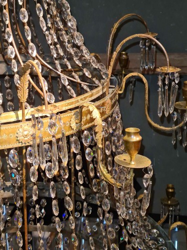 Large neoclassical chandelier with rich crystal hanging, Naples ca.1820 - 