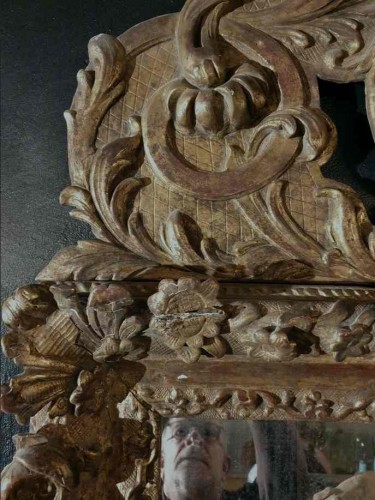 Grand miroir d'époque Régence - France du sud 1ere moitié 18e siècle - Miroirs, Trumeaux Style Régence