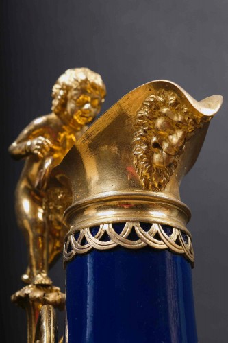 Antiquités - Ewer In Sèvres Porcelain And Gilt Bronze, Attr. Pierre Gouth