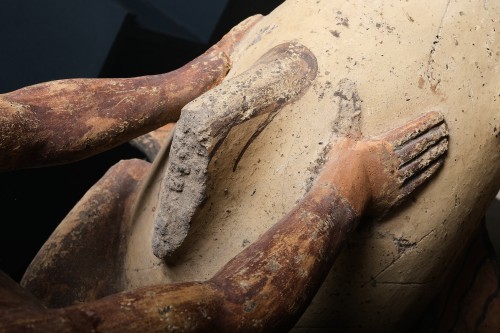 Antiquités - Unusual Gargoyle From The Grand Tour In Painted Terracotta, Naples Early 19