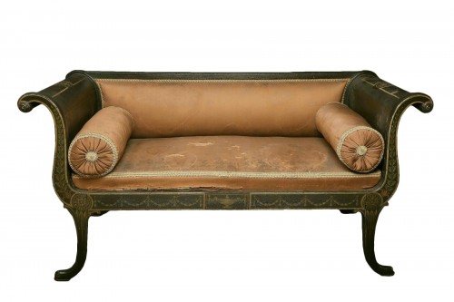 Beautiful Bench Finely Painted In Grisaille, Northern Europe, Early 19th C