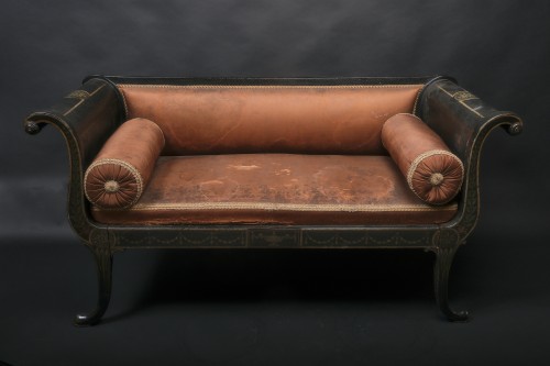 Beautiful Bench Finely Painted In Grisaille, Northern Europe, Early 19th C - 