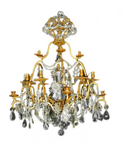 Bronze gilted and rockcristal chandelier , Paris late 19th century