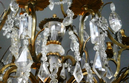 Lustre cage en cristal de roche et bronze doré, Paris  fin19e - Luminaires Style Napoléon III