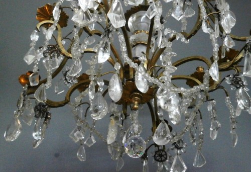 Lighting  - Bronze gilted and rockcristal chandelier , Paris late 19th century