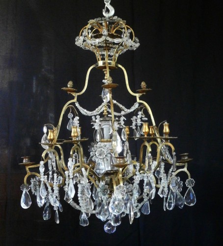 Antiquités - Bronze gilted and rockcristal chandelier , Paris late 19th century