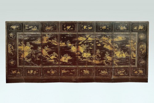 Grand paravent à huit panneaux, Chine époque Quing fin 18e début 19e - Arts d