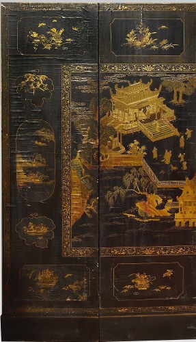 XVIIIe siècle - Grand paravent à huit panneaux, Chine époque Quing fin 18e début 19e
