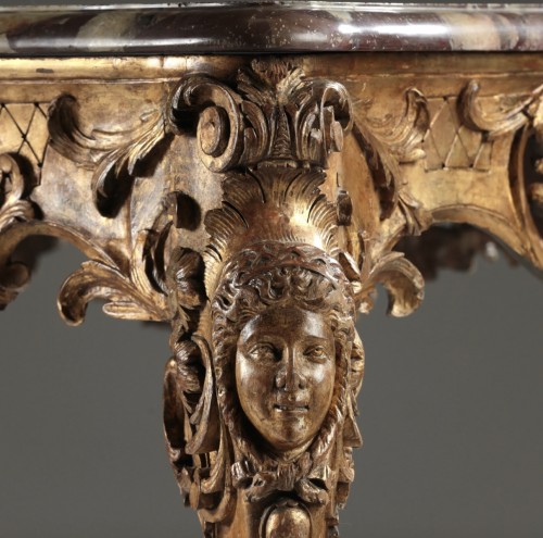 Napoléon III - Table de milieu en bois doré du 19e siècle